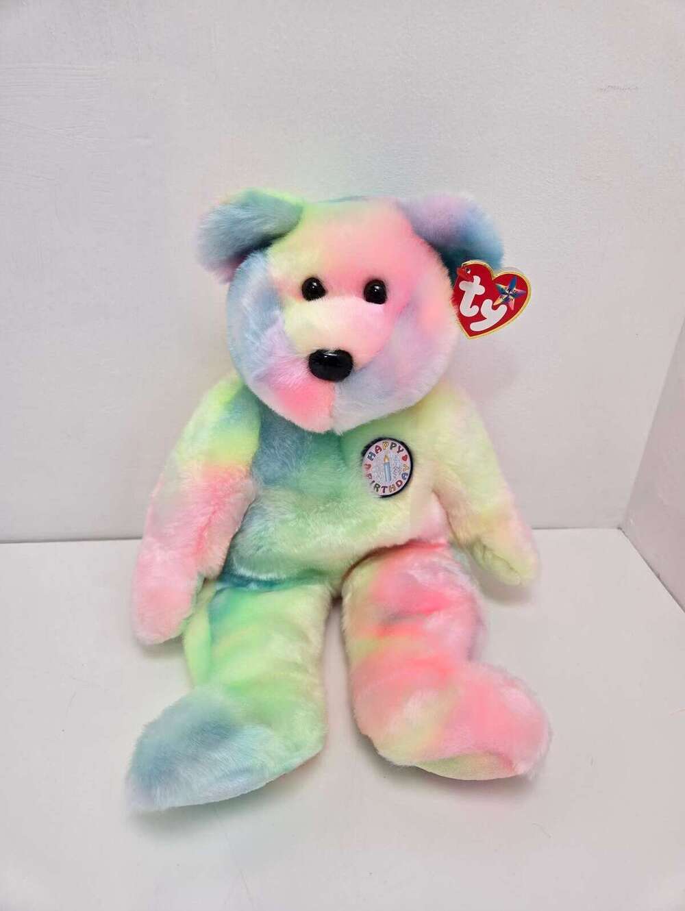 Ty Beanie Buddy “B.B. Bear” the Happy Birthday Tie-Dye Bear - Exact Colours Vary